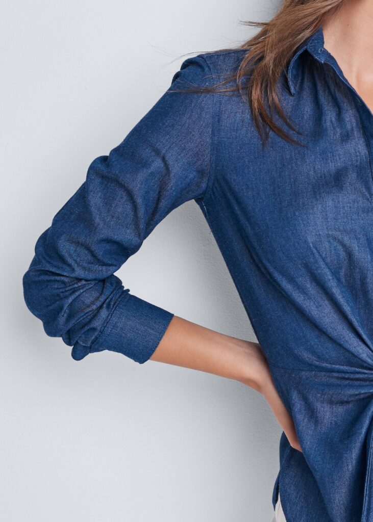 CHAMBRAY KNOT TWIST TOP