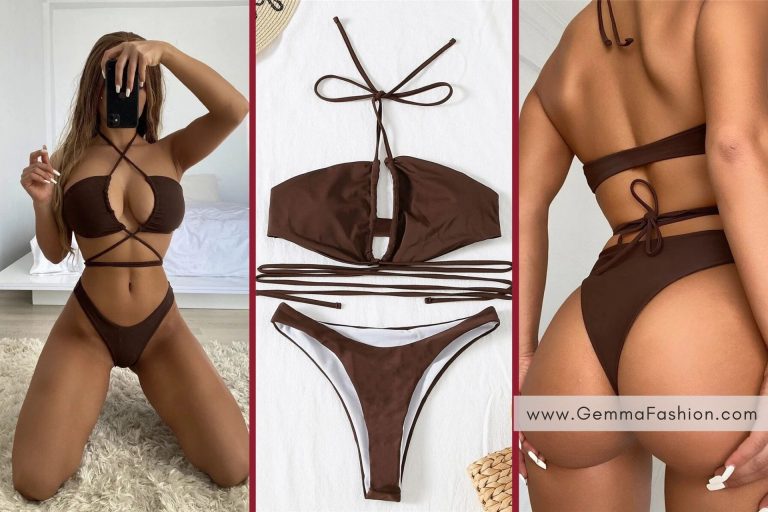 CROSS HALTER HIGH CUT BIKINI SWIMSUIT