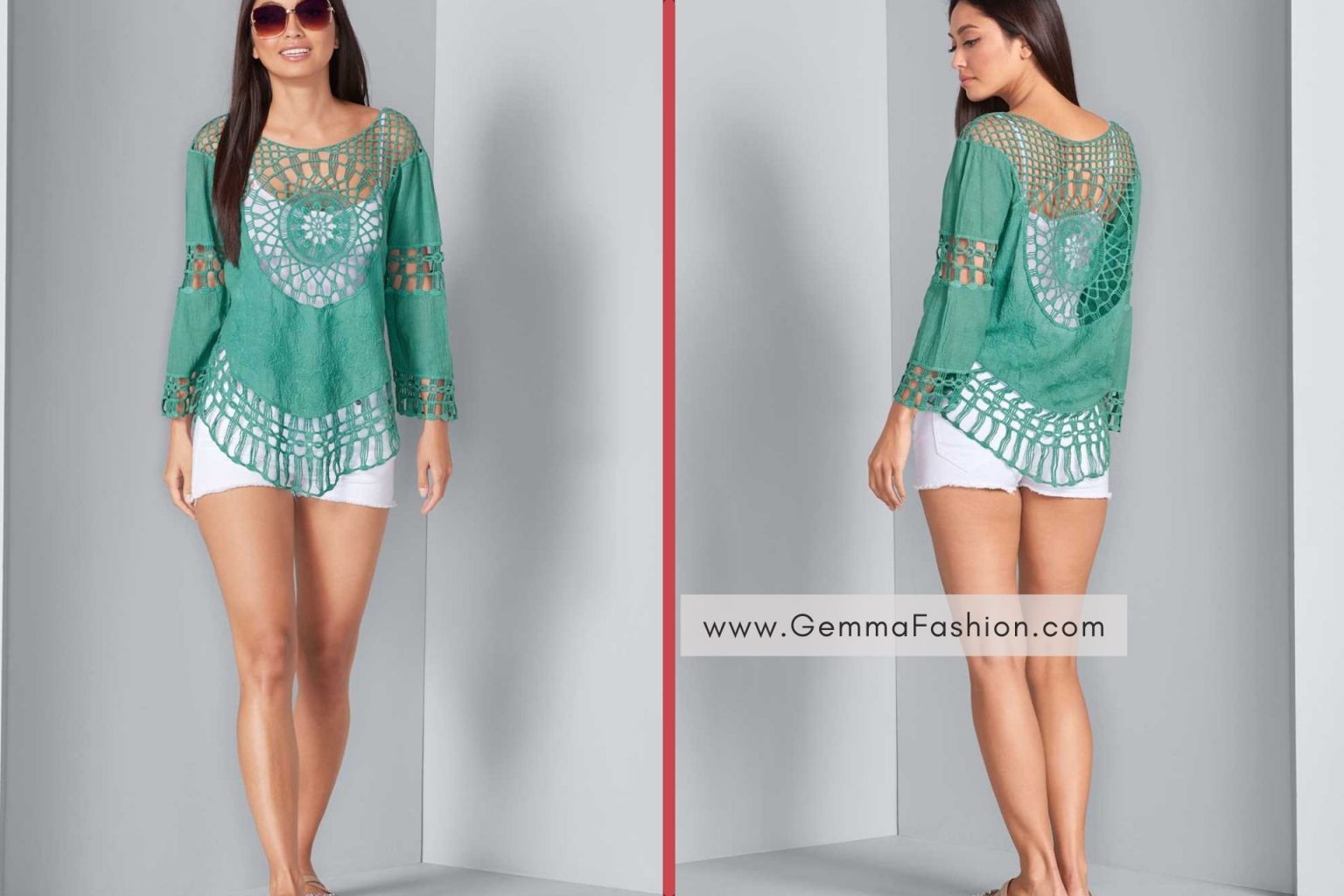 TURQUOISE CROCHET TOP Gemma Fashion