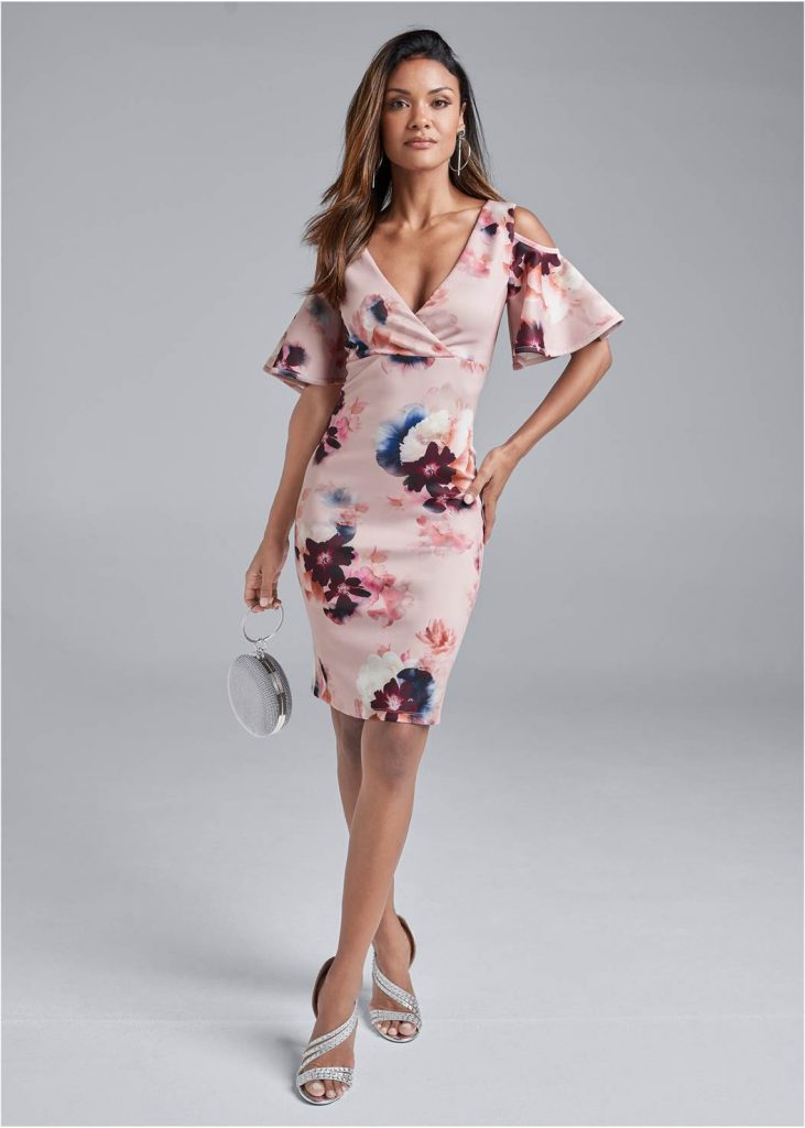 COLD SHOULDER FLORAL DRESS