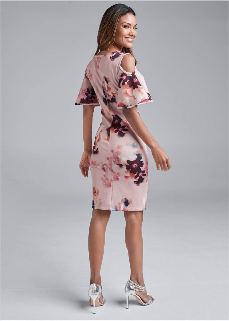 COLD SHOULDER FLORAL DRESS