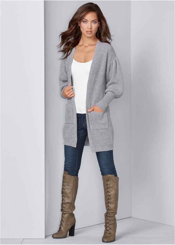 LIGHT GREY OVERSIZED CARDIGAN