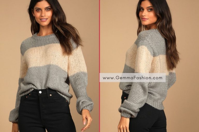 GREY COLOR BLOCK KNIT SWEATER