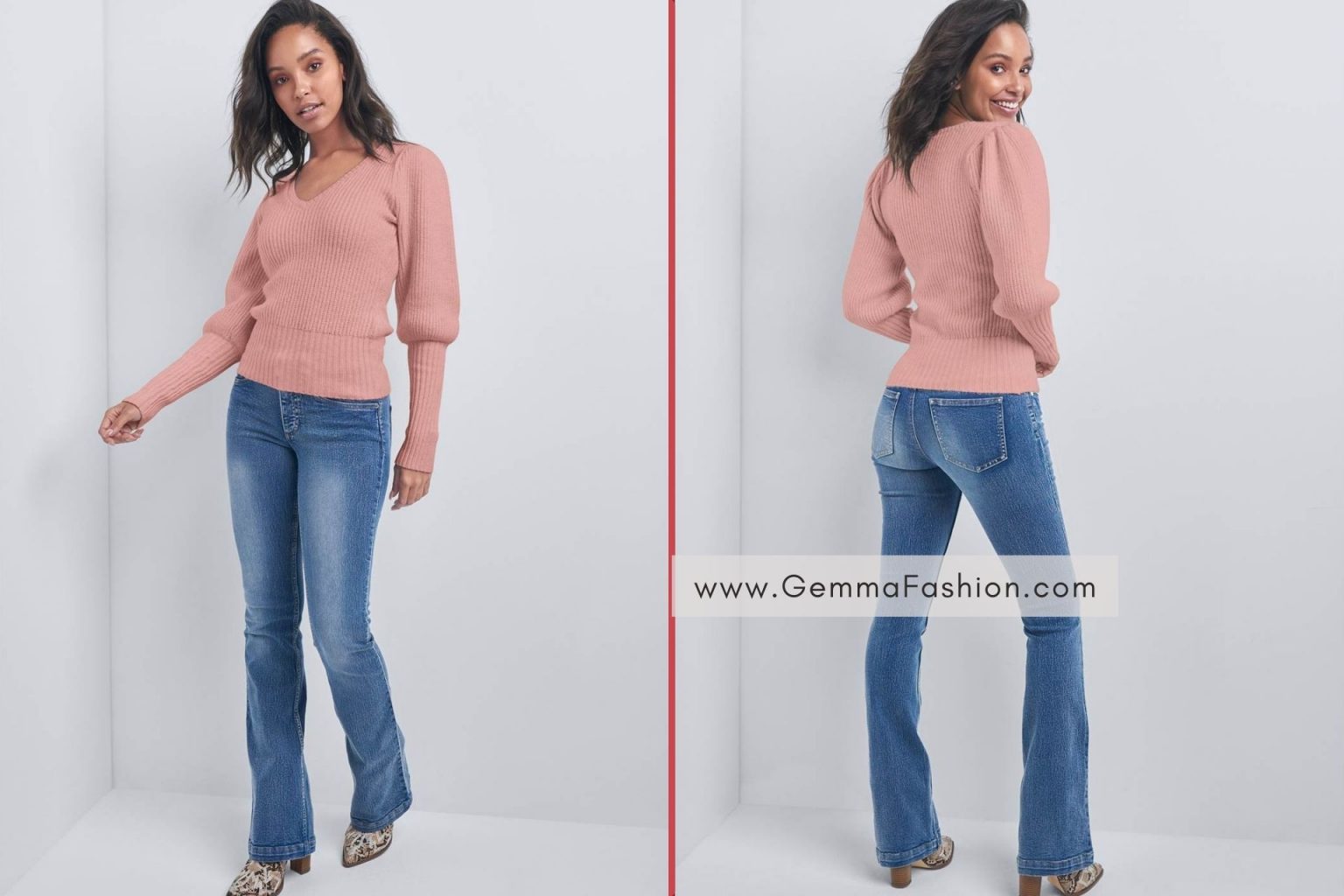 0255~v-neck sweater with lace details main image 0