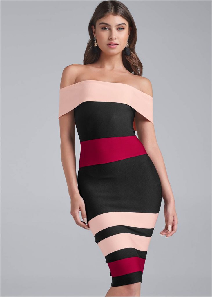 BANDAGE COLOR BLOCK DRESS