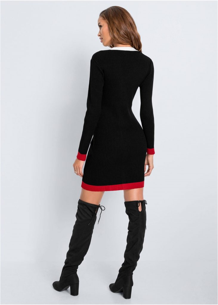 BUTTON DETAIL SWEATER DRESS