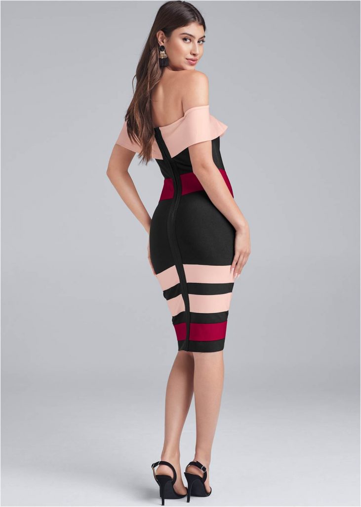 BANDAGE COLOR BLOCK DRESS