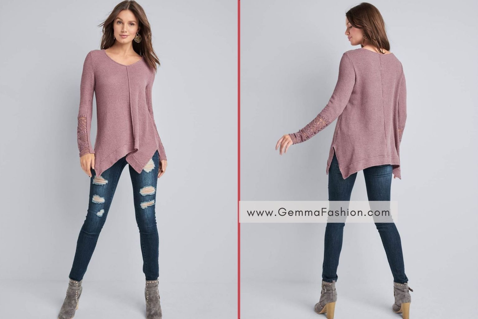 CASUAL WAFFLE KNIT TOP Gemma Fashion