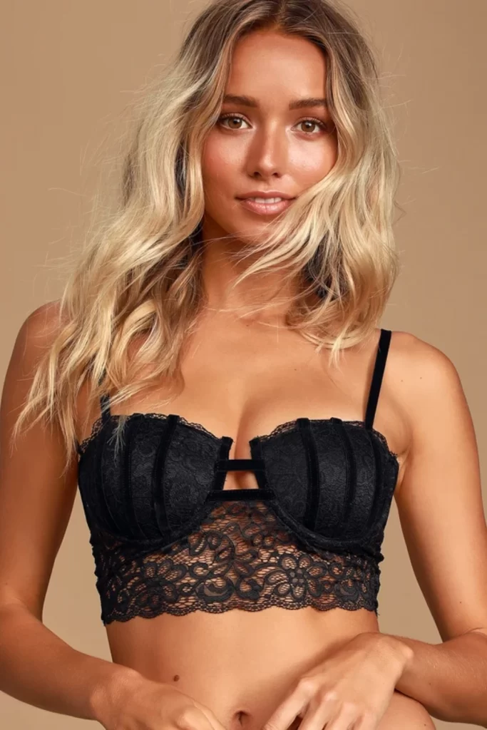 LIVING FANTASY BLACK LACE BALCONETTE BRALETTE