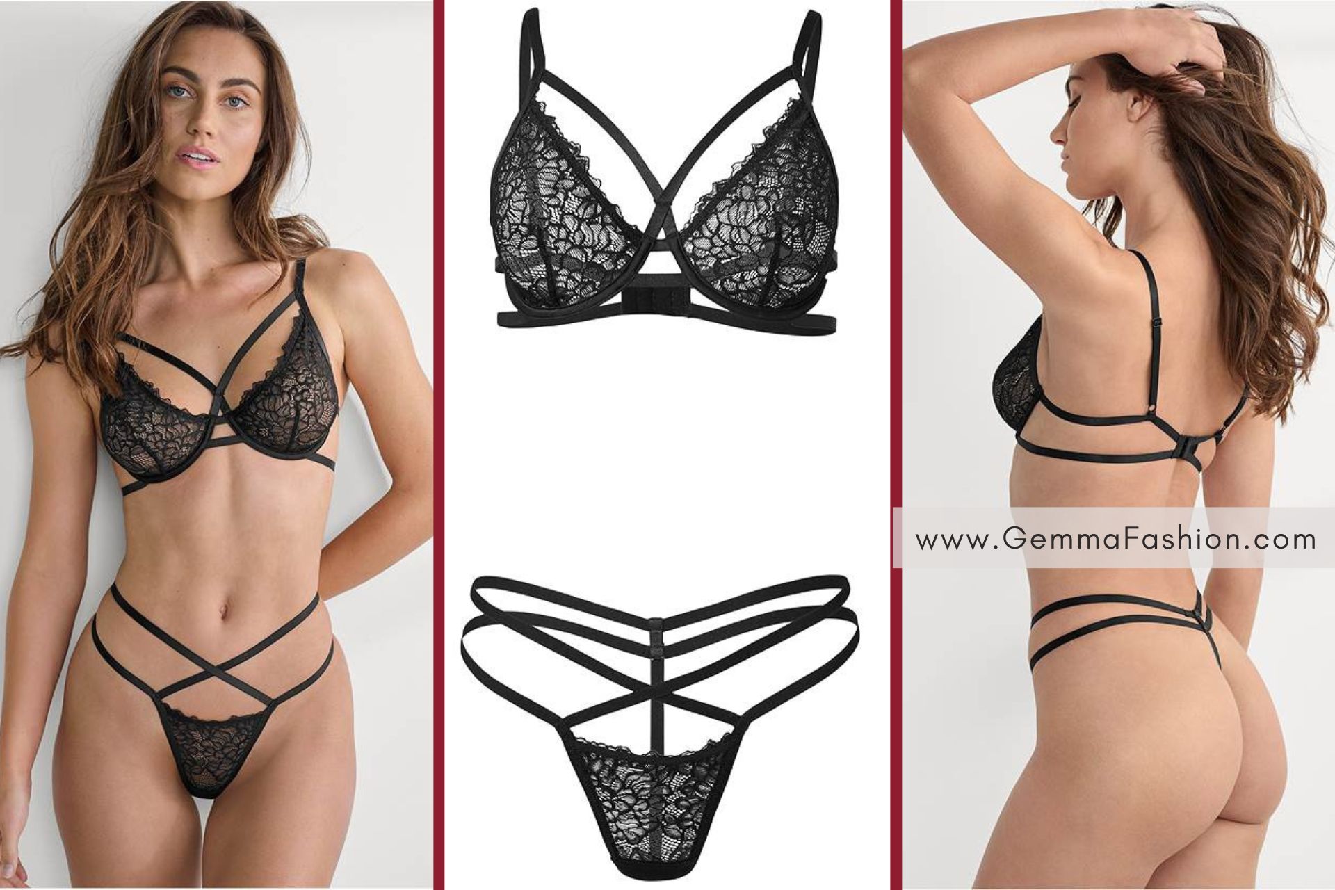 Geometric Strapping Bra Set - Quiet Confidence