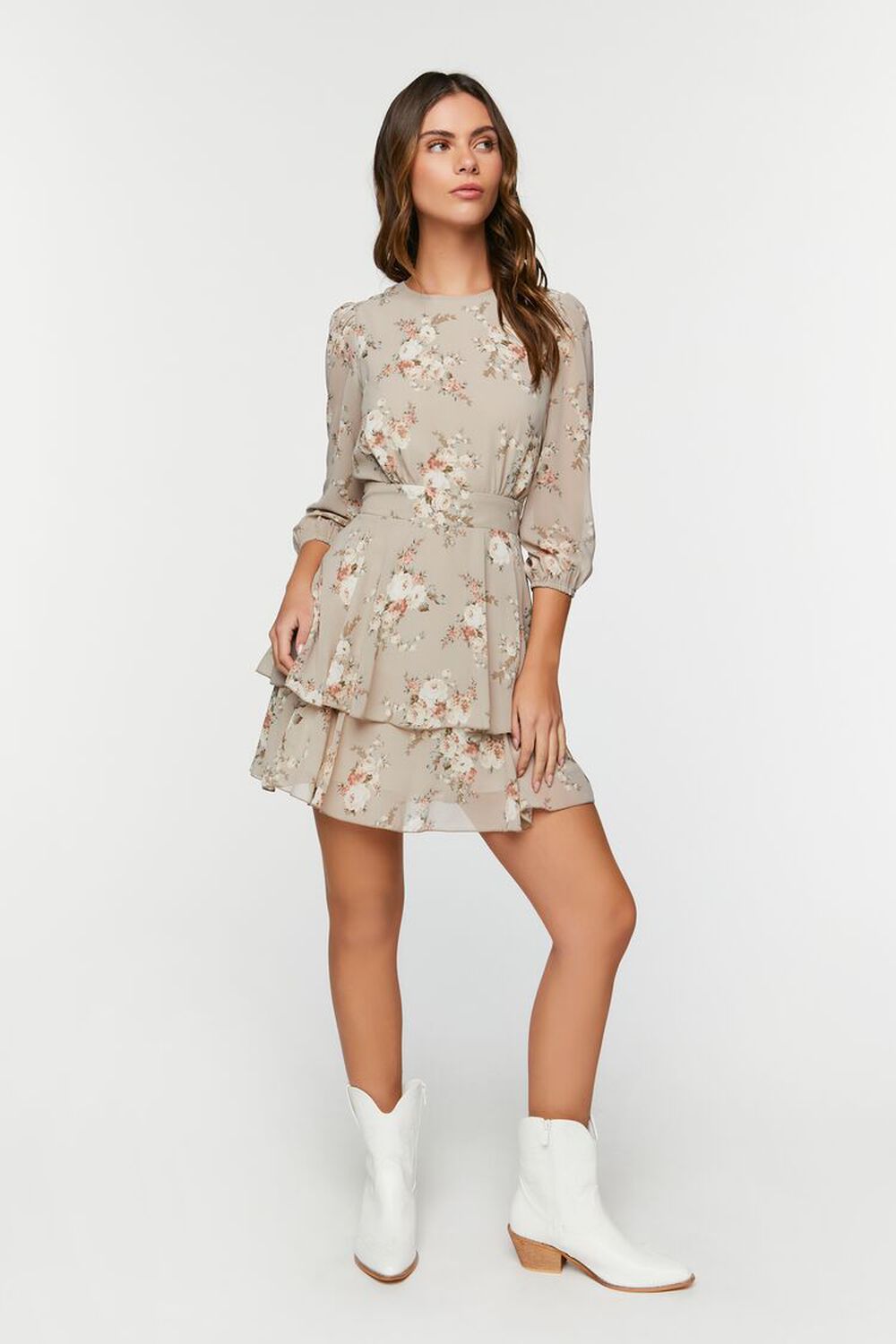 Floral Embroidered Chiffon Backless Mini Dress main image 0